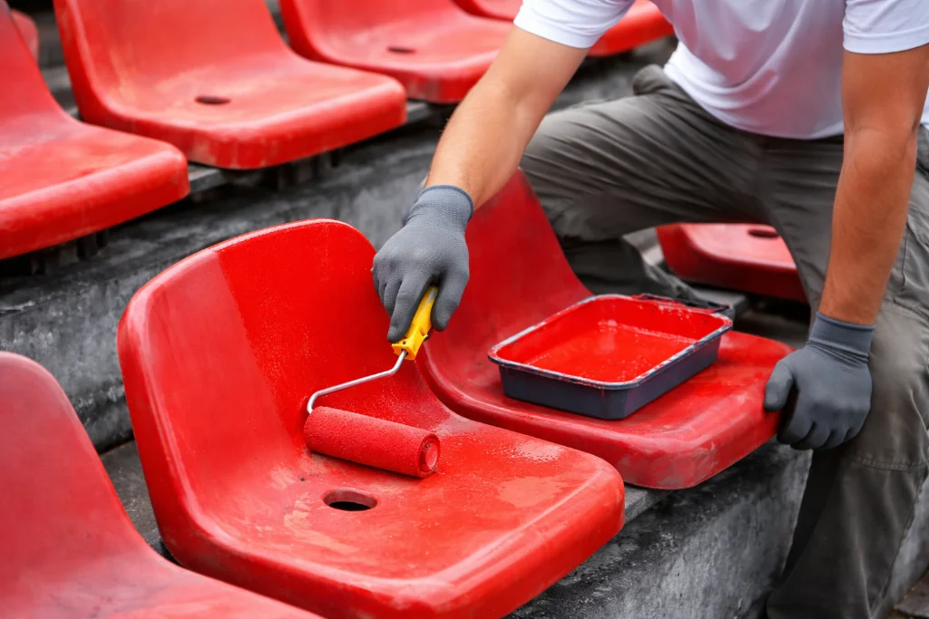 Stadionstoelen schilderen
